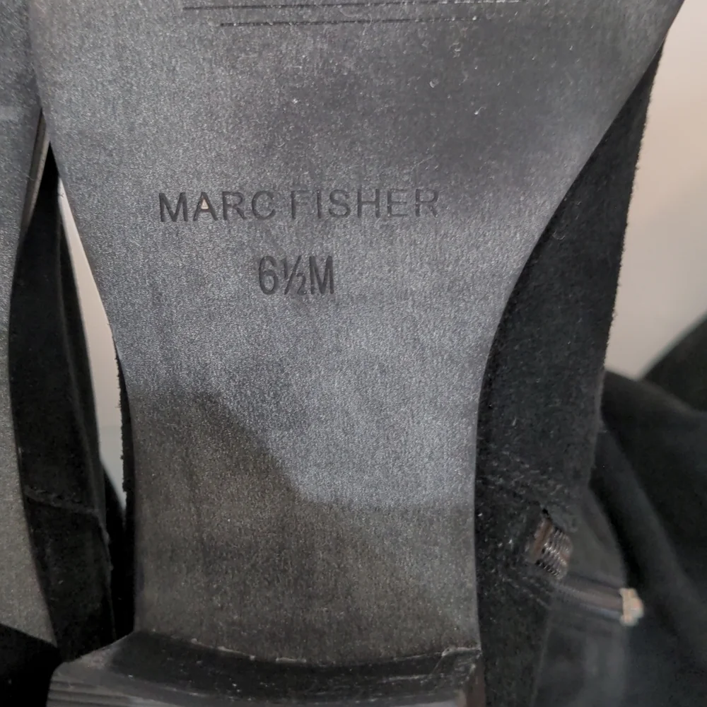 𝅺marc Fisher Over The Knee Black Suede Heel Boots 6.5